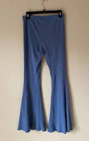 Aerie Blue Ribbed Flared Soft Pants thumbnail 2