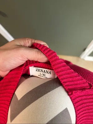 Zenana Women’s Magenta Ribbed Mock Neck Sweater thumbnail 3