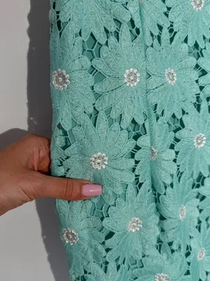SAYLOR Mint Green Floral Lace Midi Dress with Spaghetti Straps thumbnail 12