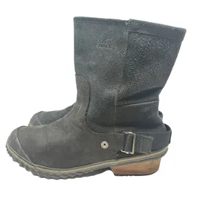 Sorel Slimshortie Waterproof‎ Leather Moto Boots Black Buckle Womens 9 thumbnail 13