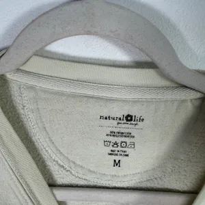 Natural Life Sweatshirt Cotton Blend Pullover Cream Navy Tie Dye READ Womens Med thumbnail 6