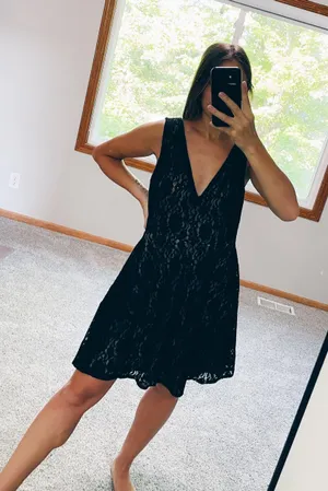 BCBG Maxazria Black Lace Dress - Size Large thumbnail 4