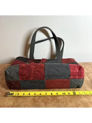 Hutter Woods Creations Handmade Quilted Patchwork Tote Bag Red Gray Black thumbnail 6