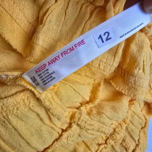 Free People 19Y So Scenic Mini Dress Yellow Cotton Boho Ruffle Oversized XS‎ thumbnail 8