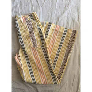 Maeve Wide Leg Pants Women 8 Yellow Striped Naomi High Rise Patch Pocket thumbnail 7