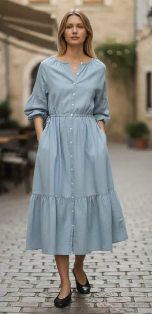 NWT Levi's® Women's Jolene Maxi Dress Light Blue Honestly Happy XXL thumbnail 1