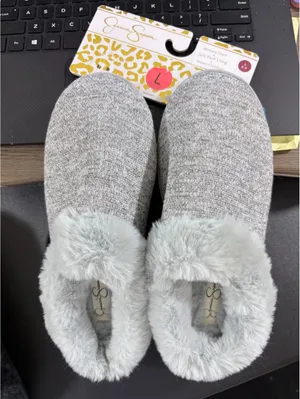 Slippers L 8-9 Gray Jessica Simpson Memory Foam Plush Indoor Outdoor thumbnail 1
