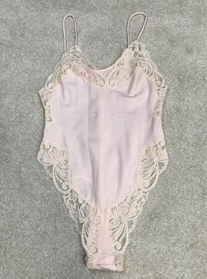 NWOT Vintage Victoria's Secret Lace Trim Gold Label Union Tag Teddy Size P/S thumbnail 1