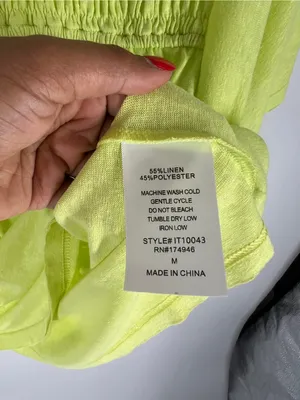 Hudson Gray Lime Linen Blend Smocked Flutter‎ Sleeve Top Size M NWT thumbnail 9