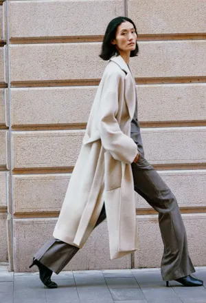 ZARA coat belted trench wool classic casual jacket overcoat thumbnail 3