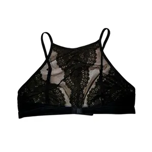 Victoria's Secret Black Lace Halter Bra Size Medium Sexy Romantic Coquette‎ thumbnail 4