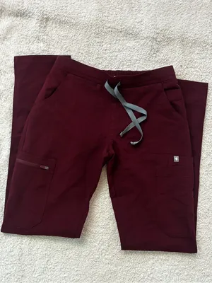 FIGS Yola High-Rise Slim Scrub Pant in burgandy size XXS NWOT thumbnail 5