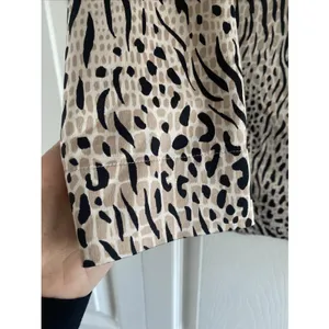 Nordstrom Mixed Animal Print Button Down Shirt Womens Size S Tan Black Leopard thumbnail 5