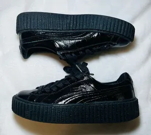 PUMA X Fenty Rihanna Creeper Wrinkled Patent Womens Trainers Black - Size: 6 thumbnail 1