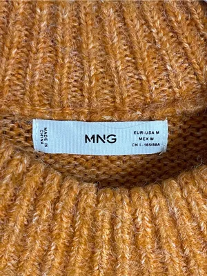 MANGO Orange Chunky Knit Oversized Sweater Sz M thumbnail 6
