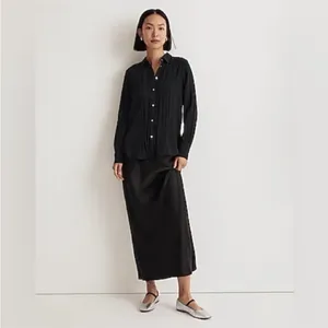 Madewell Black Crinkled Button-Up Shirt Size Medium thumbnail 4