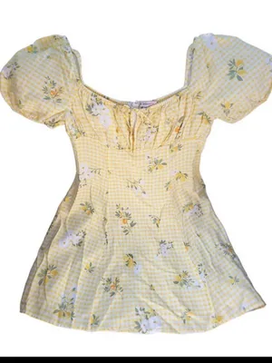 BCBGeneration Yellow‎ Lemon Gingham Dress Large NWT thumbnail 3