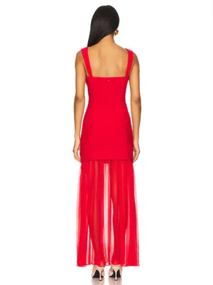 Lovers + Friends Danielle Crepe Voile Formal Gown in Red Size Medium NWT thumbnail 2