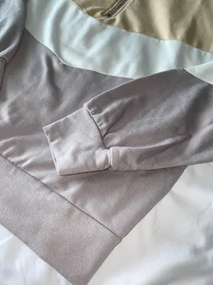 SheIn Grey, Beige And White Color Block Sweatshirt thumbnail 4