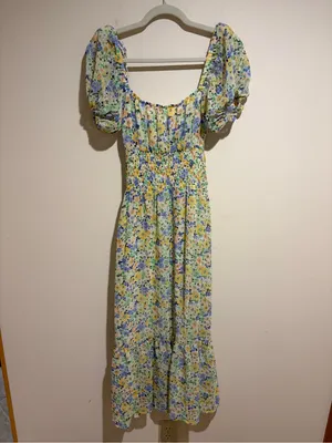 Revolve ASTR the Label Irma Floral Puff Sleeve Midi Dress Cutout Size XS thumbnail 11