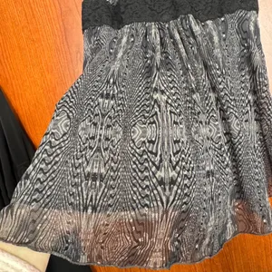 VTG Express Grey Black Abstract Mesh Lace Trim Babydoll Cami Top M Y2K Club Rave thumbnail 6