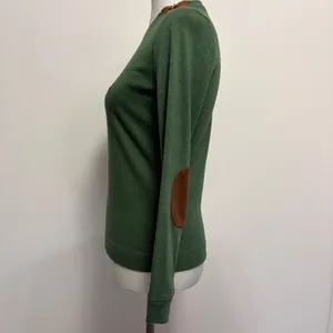 Lauren Jeans Co Ralph Lauren Top Small Green Elbow Patches Shoulder Zip Preppy thumbnail 3