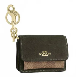 Coach Klare Bag Charm With Signature Canvas NWT Suede/Gold/Army Green/Tan thumbnail 1