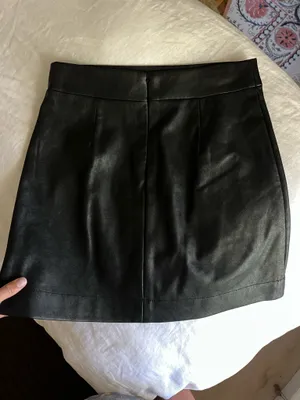 Jcrew black leather mini skirt thumbnail 3