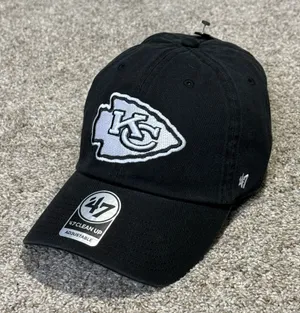 ’47 Brand Kansas City Chiefs Black NFL Clean Up adjustable hat thumbnail 1