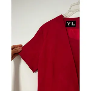 YL by Yair Magenta Pink 100% Silk 2-Piece Sheath Dress & Tie Front Jacket Set 6 thumbnail 3