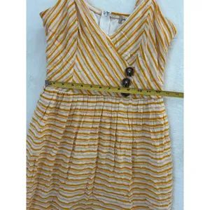 Altar'd State Yellow‎ White Striped Mini Dress Sleeveless Button Detail Large thumbnail 4
