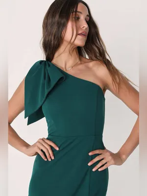 Lulus Revel in the Moment Emerald Green One-Shoulder Maxi Dress Size Large NWT thumbnail 5