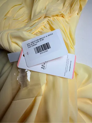 JJ’s House Daffodil Yellow One Shoulder Formal Maxi Dress Size 6 NWT Pleated thumbnail 6