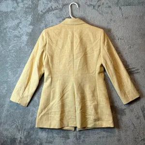 Ann Taylor Crosshatch Long Blazer Size 0 Yellow‎ New Office Work Career thumbnail 4