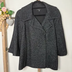 Ann Taylor Black Gray Wool Blend Blazer Size 10‎ thumbnail 1