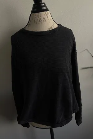 We The Free Black‎ rib Long Sleeve Casual Crew Neck Top Women's XS thumbnail 1