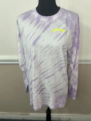 PINK Victoria’s Secret Tie Dye Purple and White Long Sleeve Tee thumbnail 1