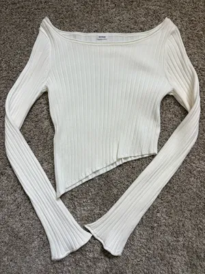 White Garage Unsymmetrical Long Sleeve Top thumbnail 1