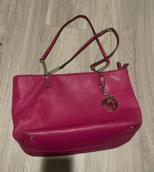 Michael Kors Hot Pink Leather Tote with Gold Hardware thumbnail 1