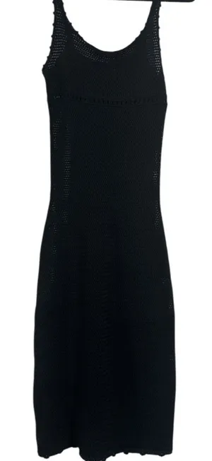Wilfred black dress loose knit crochet small cotton maxi midi Aritzia thumbnail 1
