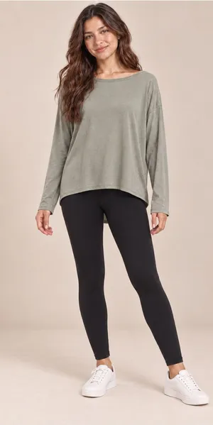 Lululemon Back in Action Long Sleeve Oversized Top Green Gray L Estimated thumbnail 1