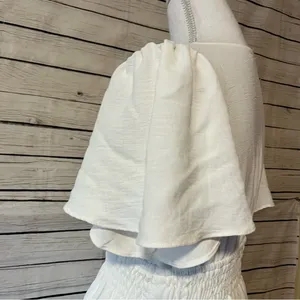Altar'd State White Smocked-Waist V-Neck Mini Dress thumbnail 5