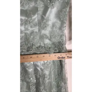 vtg Cassandra Stone Dress Womens 8 Sage Green Lace Gown Formal‎ Evening Beaded thumbnail 12