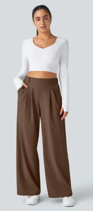Halara Flex™ High Waisted Pocket Wide Leg Waffle Work Pants thumbnail 1