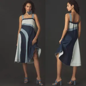 NEW Anthropologie Pilcro Seamed Smocked Midi Dress Small thumbnail 4