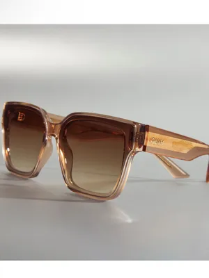 NIB Quay unisex Drive In 51mm Square Sunglasses in Crystal oat/sepia thumbnail 3
