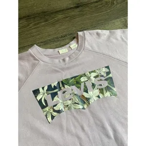 EUC Womens Levi's Long Sleeve Sweatshirt Crewneck Pink Floral Logo‎ Size 3XL thumbnail 3