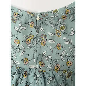 Loft Aqua Floral Print Mixed Media Blouse‎ Women Small Pleated Back Career Party thumbnail 13
