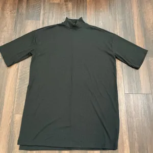 Dressed In Lala Black Ribbed Mock Neck Tunic Top Oversized Short Sleeve Small thumbnail 1