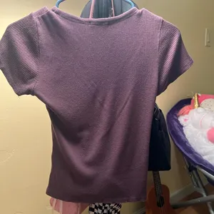 Full Tilt Deep purple/burgundy adjustable lace up shirt ribbed and waist-cinched style No flaws Never wear thumbnail 4